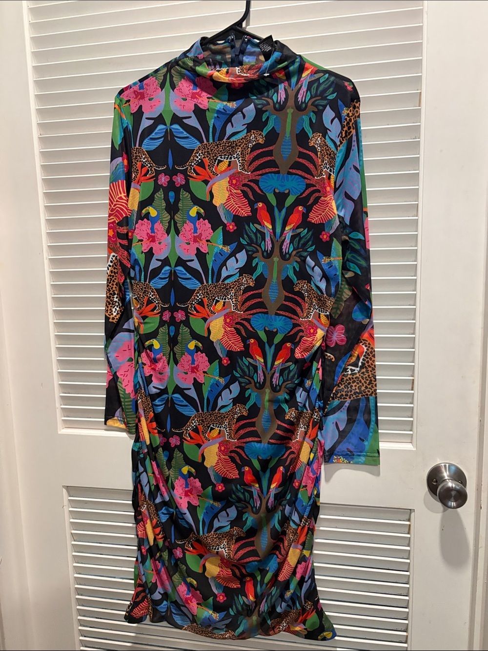 Ashley Stewart Black Multicolor Floral & Leopard Maxi Dress